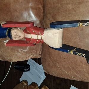 Vintage Hand Carved Wooden Soldier Moving Hands and Legs 17”